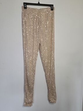 Chicame Champagne & Gold Sequin Leggings | Small | Sparkling